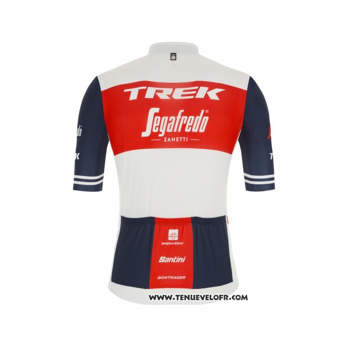 2021 Maillot Cyclisme Trek Segafredo Blanc Profond Bleu Manches Courtes et Cuissard